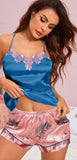 Two-piece satin pajama - with lace from the chest