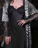 Lingerie and robe - made of satin - with lace from the chest and sleeves