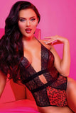 Lycra jumpsuit with lace -  open chest and back