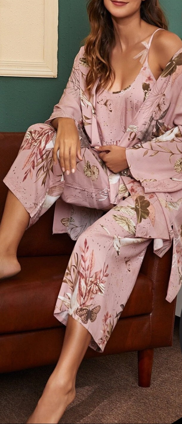 3-piece pajama made of floral cotton