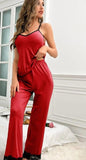 Two-piece cotton pajama set - with lace at the end of the pants