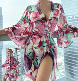 Floral chiffon robe