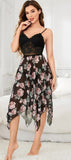 Dress made of floral chiffon with lace at the top
