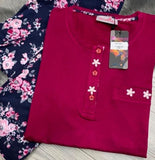 Two-piece pajama made of cotton with floral trousers