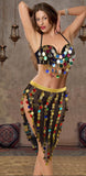 Belly dance suit made of chiffon with metal rings