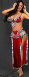 Belly dance suit - two pieces - with shiny rings