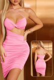 Lingerie made of lycra, open on one side, with one shoulder strap for ruffles on the sides