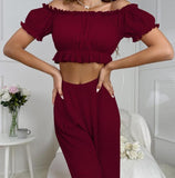 Two-piece pajama made of ribbed cotton, elasticated from under the chest and shoulders