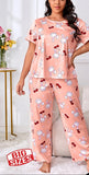 Two-piece pajama made of cotton with rabbit faces printed