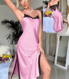 Lingerie made of satin with lace around the chest, back and sides - open sides