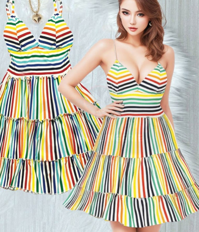 Striped House dress - made of cotton