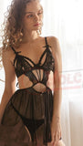 Lingerie made of chiffon with lace at the top and open sides