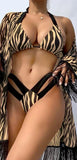 3 Pieces Lingerie  - consisting of a bra, underwear, and a robe with strings from the tail and sleeves - Dala3ny