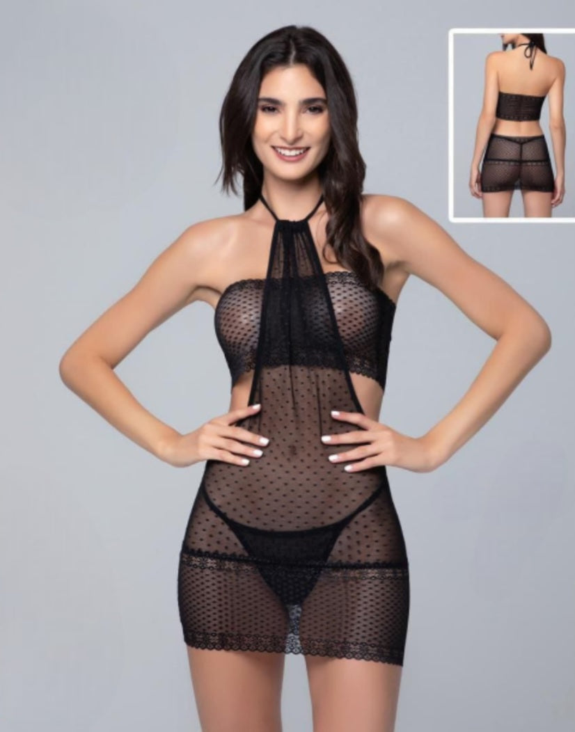 Lingerie made of chiffon, dotted lycra