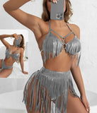 Two-piece leather lingerie - with leather threads - Dala3ny