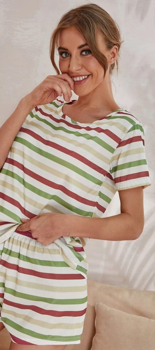 Two-piece cotton pajama - striped crosswise - Dala3ny