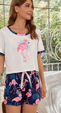 Two-piece cotton pajamas - with a flamingo print - Dala3ny