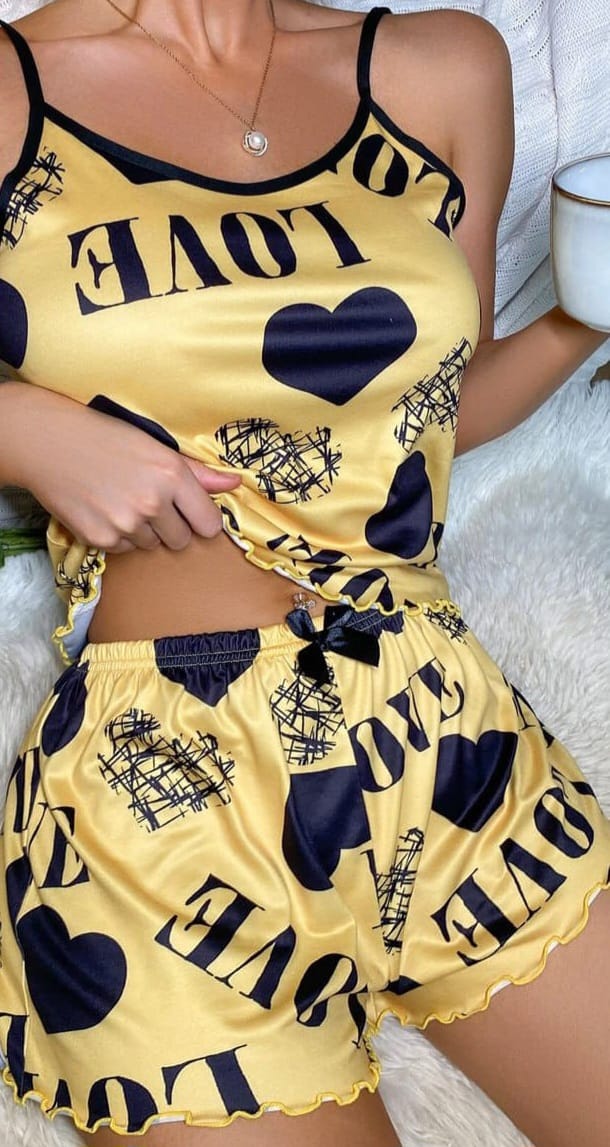 Two-piece cotton pajama with hearts print - Dala3ny