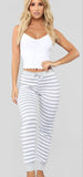 Two-piece pajama - The trousers are crosswise striped - Dala3ny
