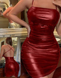 Shiny leather dress - open back - Dala3ny