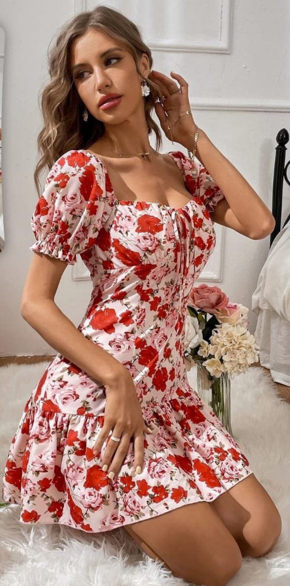 Floral cotton house dress - Dala3ny