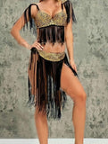 Handmade belly dance suit made of lycra threads - with shiny sequins embroidery