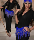 Belly dance abaya - with strings of beads