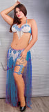 Handmade belly dance suit - made of tulle and embroidered with pearls